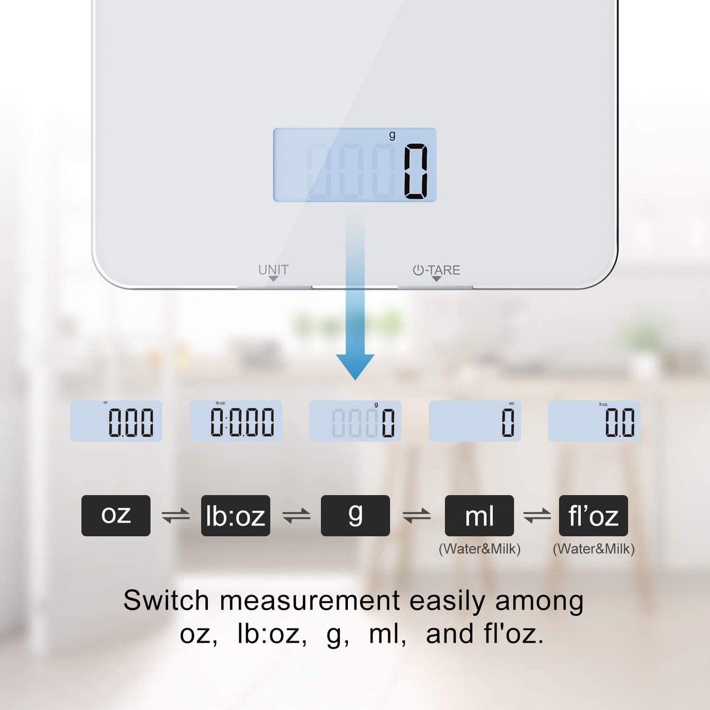 RENPHO SmartGlass Bluetooth Food Scale: Digital Kitchen Scale with App Connectivity, Sleek White Design